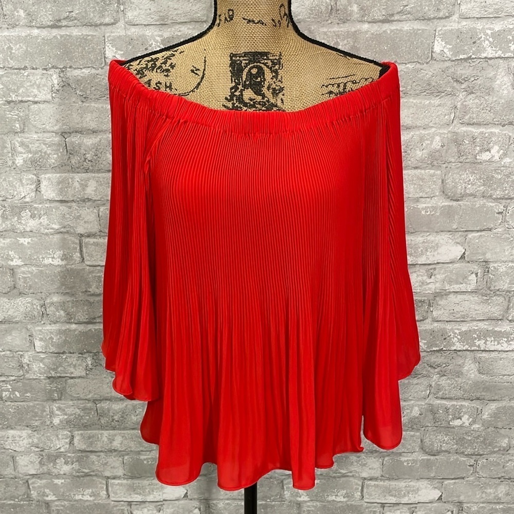Vince Camuto Pleated Chiffon Red Blouse